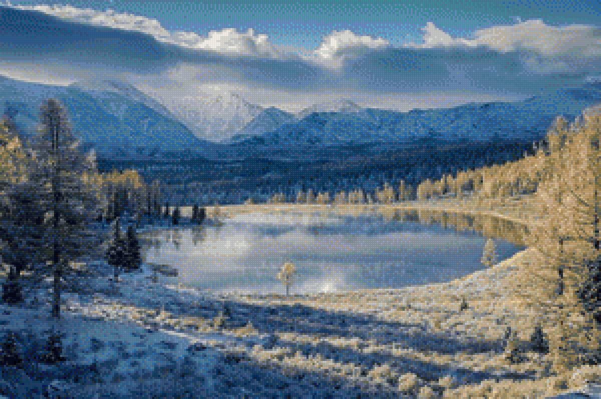 озеро в горах - зима, природа, вода, горы - предпросмотр