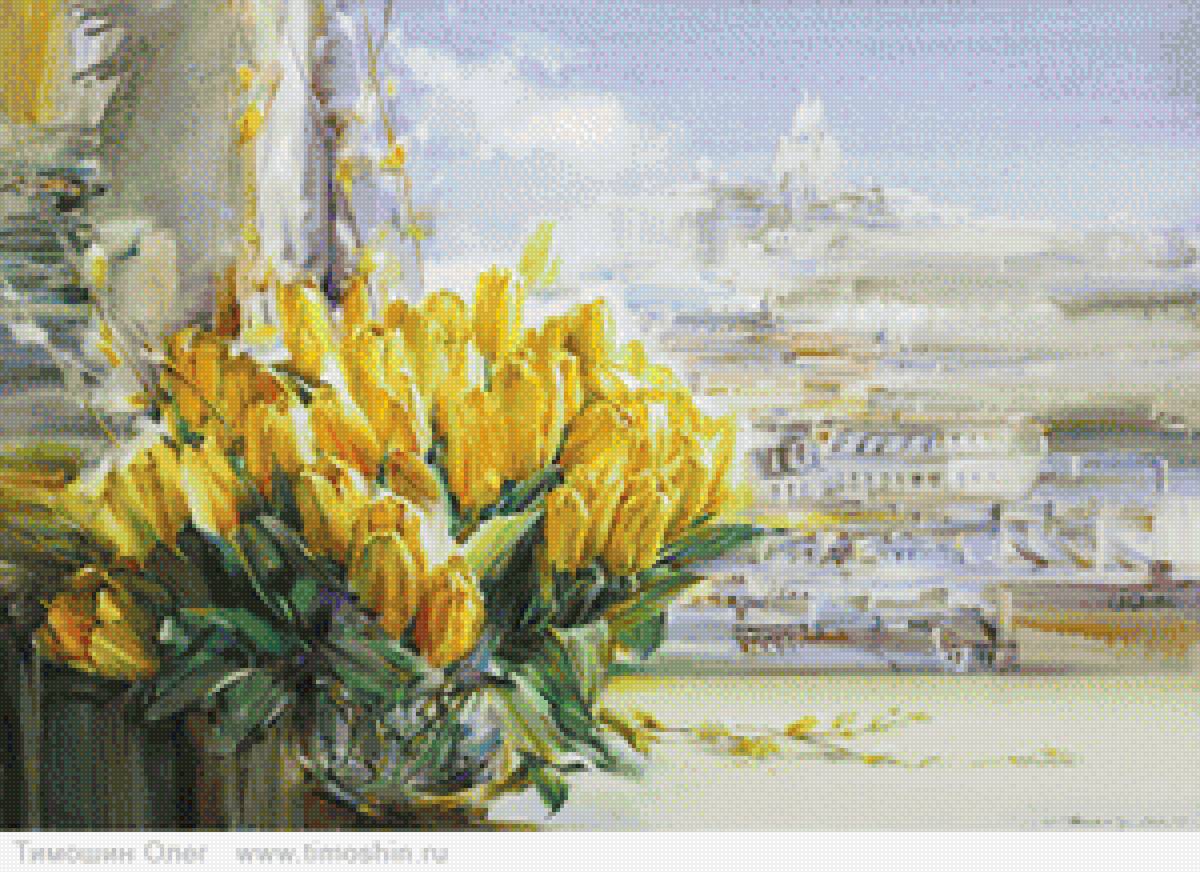 желтые тюльпаны - цветы, море - предпросмотр