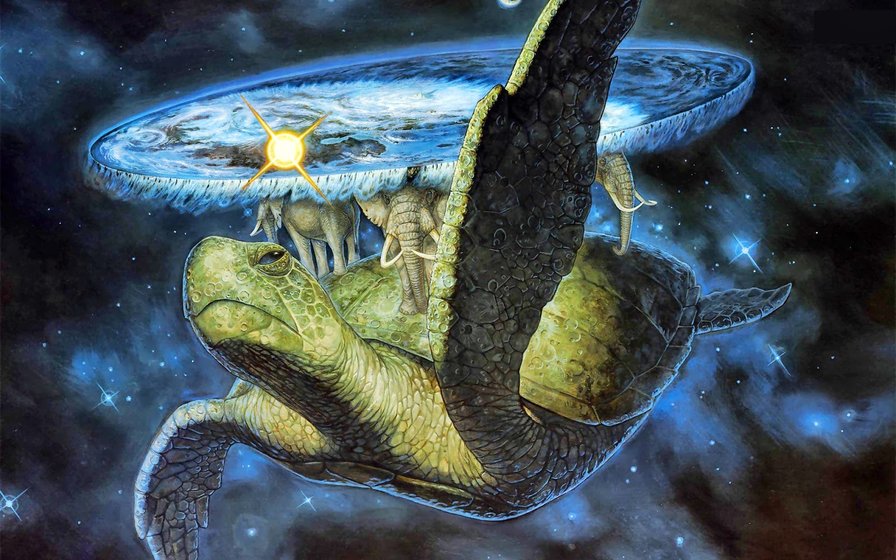 вселенная на трёх слонах - фентези, черепаха, слоны - оригинал