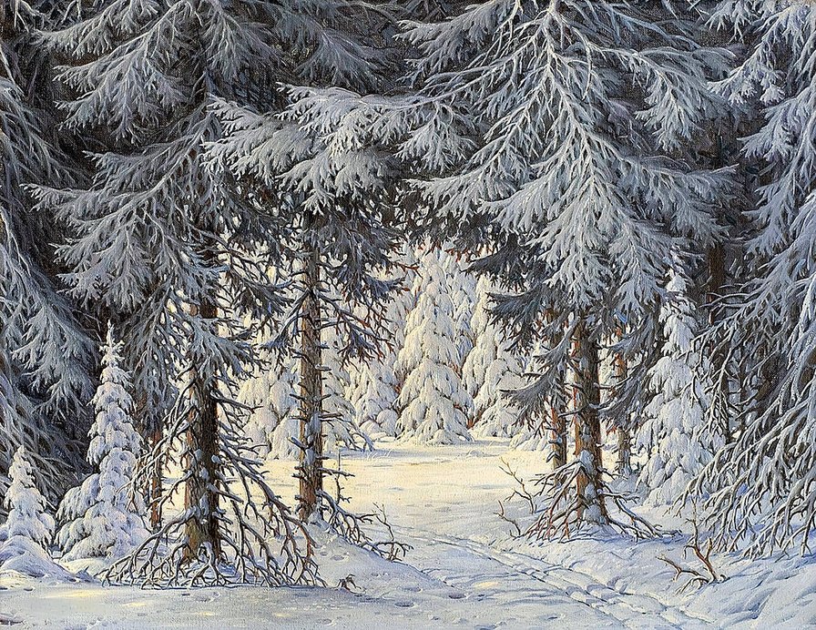снежное царство - снег, елка, зима, лес, деревья, ель, пейзаж, елки, ели - оригинал