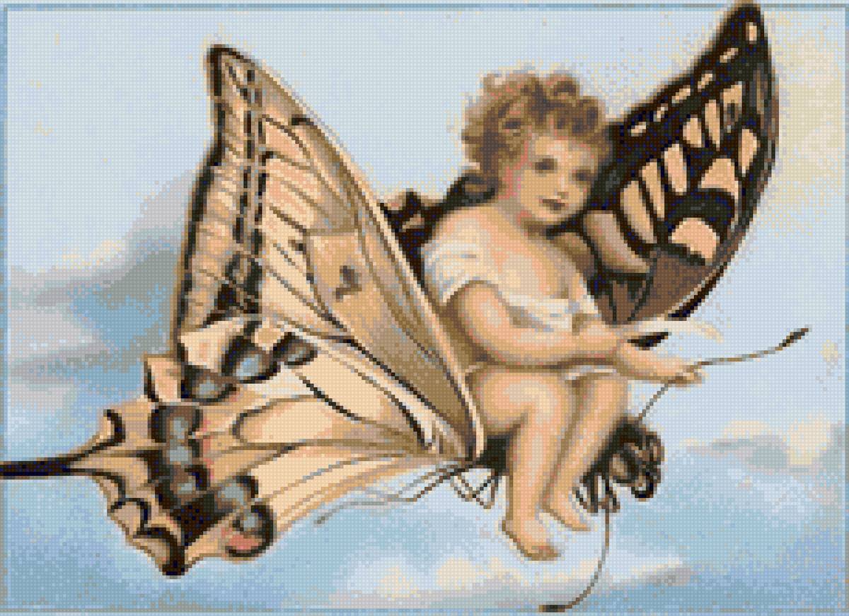 Малыш на бабочке - предпросмотр