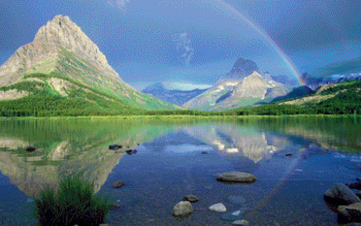 у озера - деревья, вода, гора, природа - предпросмотр