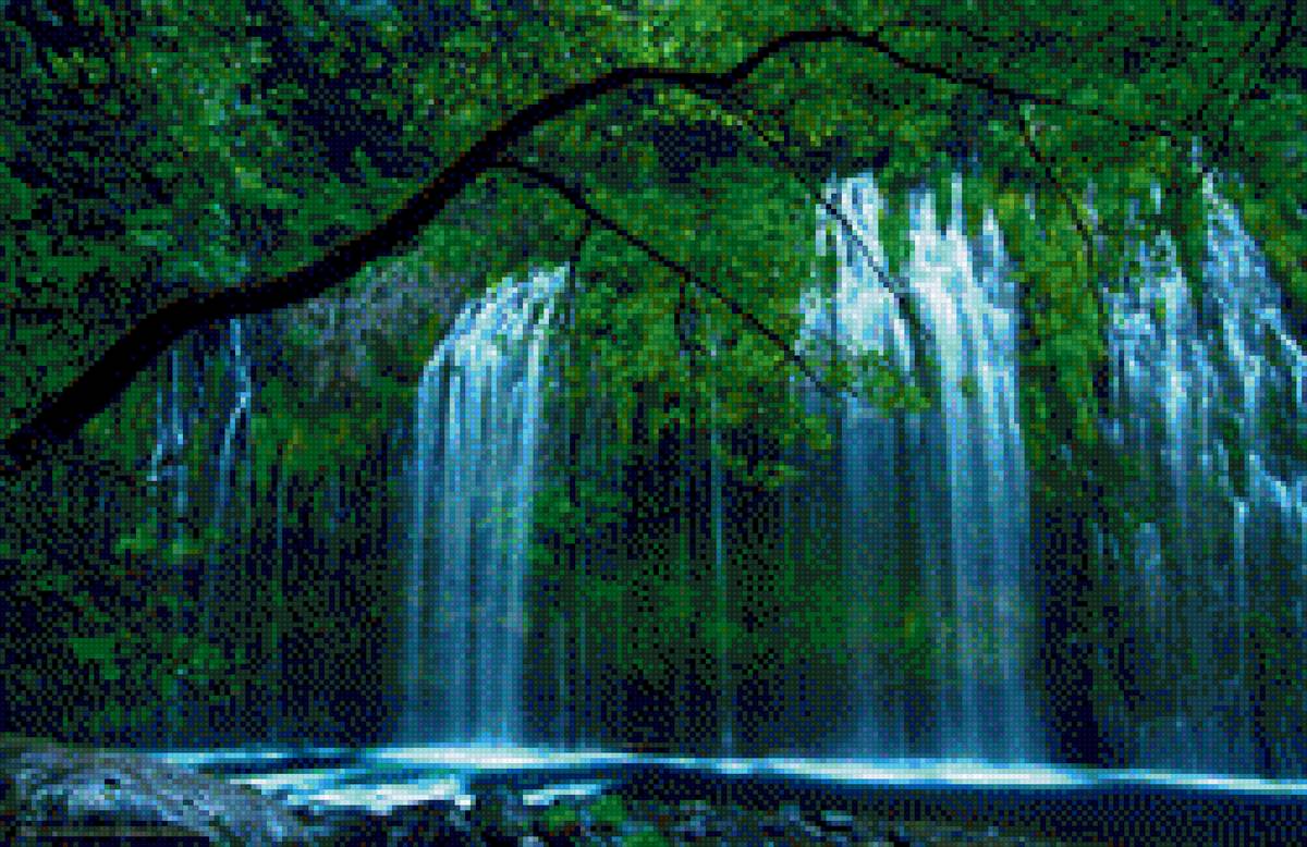 Водопад "Девичьи слёзы" - деревья, водопад, природа, лето - предпросмотр