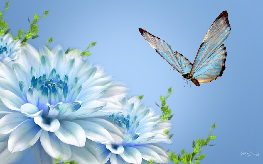 фантазия - бабочка, цветы - оригинал