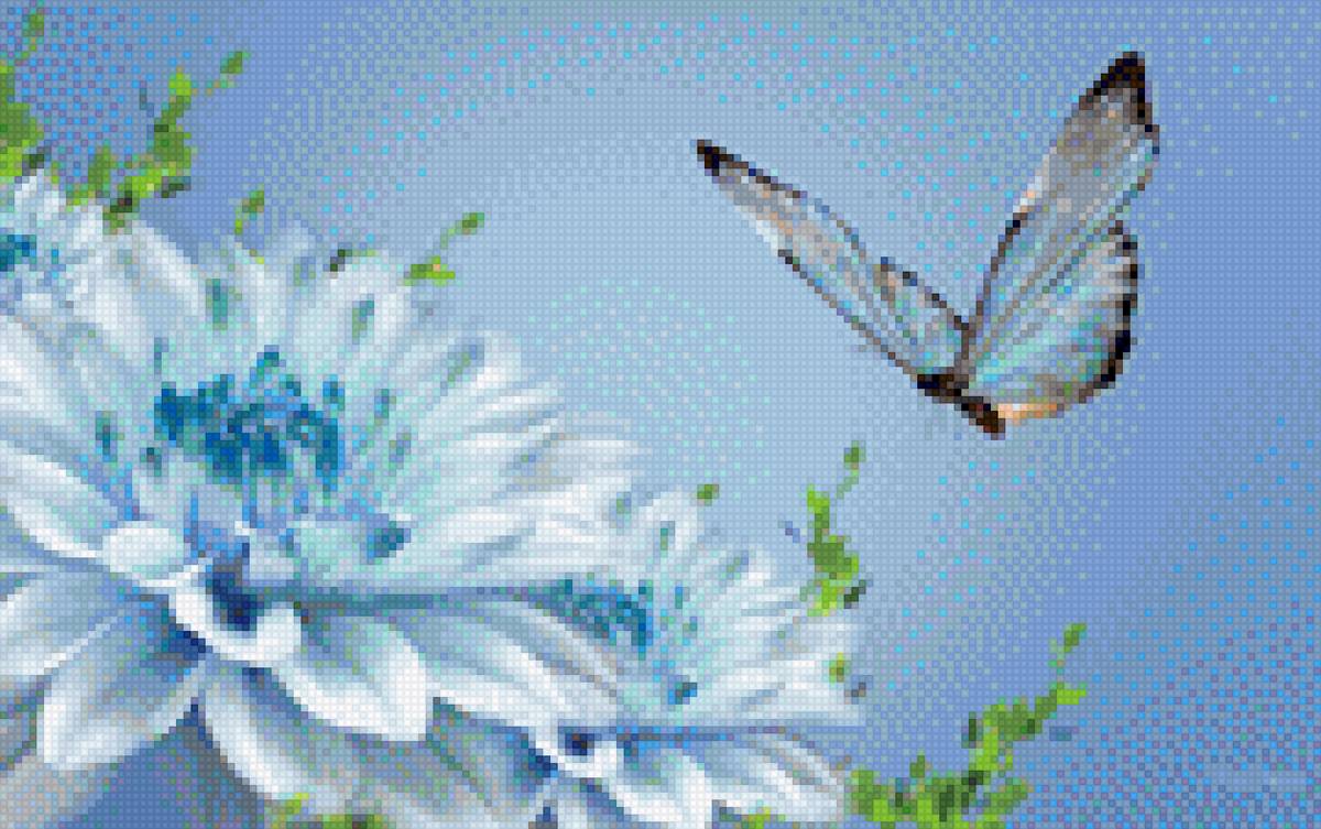 фантазия - цветы, бабочка - предпросмотр