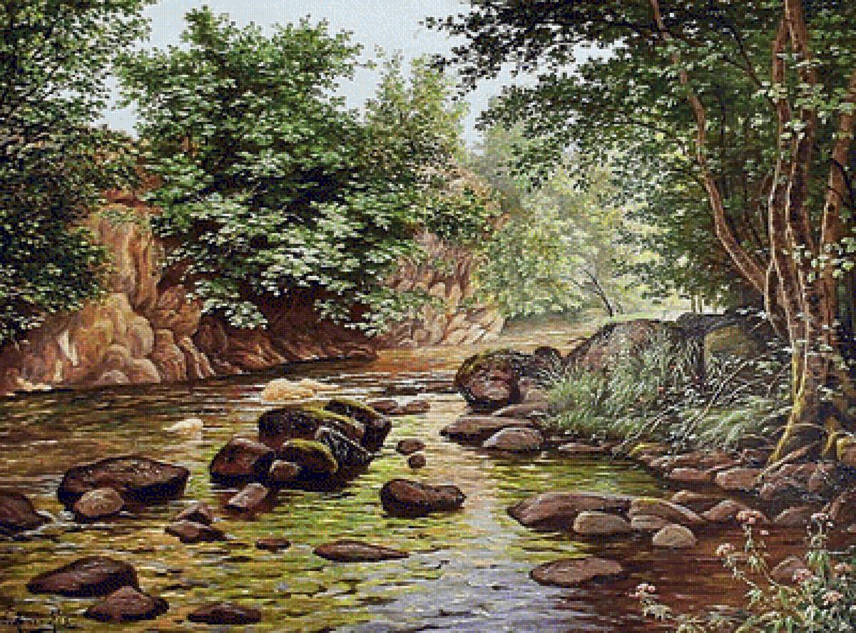 Худ. Rene His. Пороги. - пейзаж, река, живопись. - предпросмотр