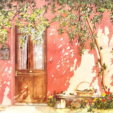 Схема вышивки «Помм Хэпнер. Дверь в розовой стене»