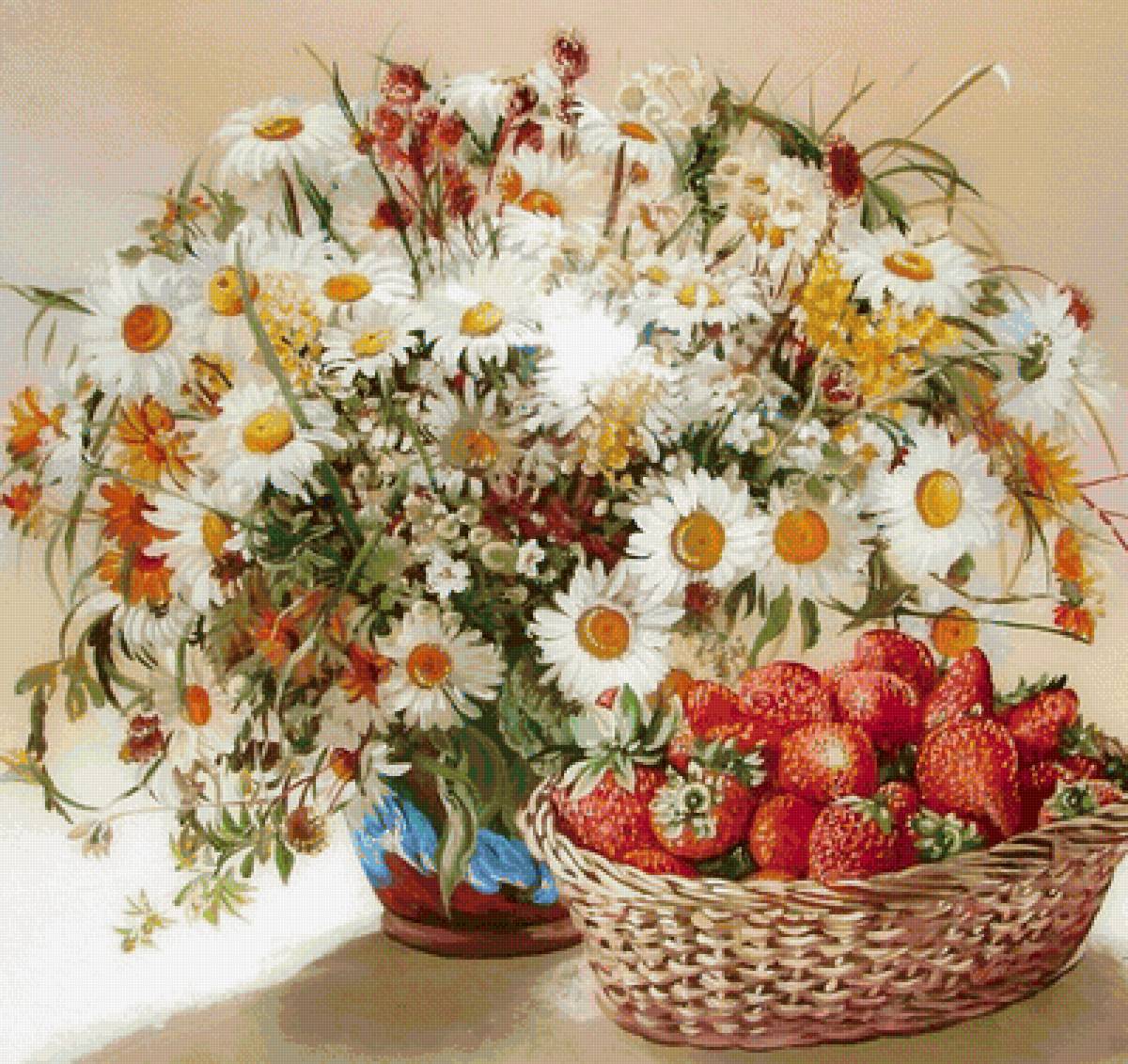 Натюрморт - цветы, ягоды, натюрморт - предпросмотр