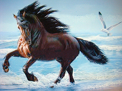 Конь на море - бегущий, конь, волны, море - оригинал