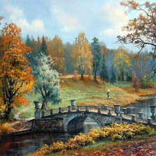 Оригинал схемы вышивки «Осень,мостик,речка» (№1316094)