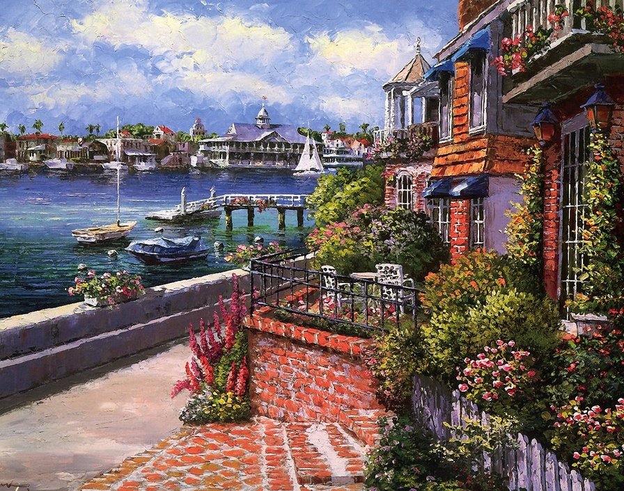 Итальянский дворик 3 - италия, двор, пейзаж - оригинал