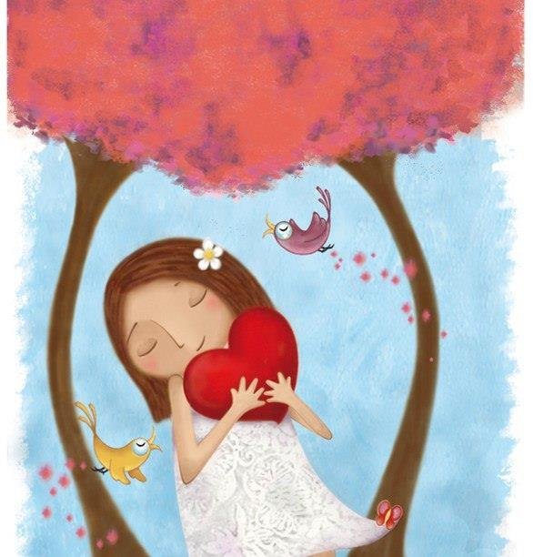 Любовь - девочка, сердце, любовь, птицы - оригинал