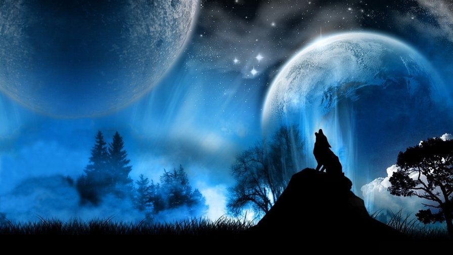 Луна - ночь, волк, луна - оригинал