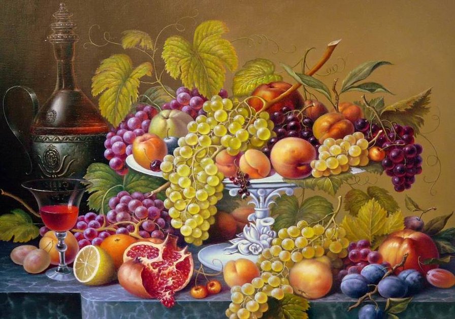 Натюрморт - фрукты, виноград, натюрморт - оригинал