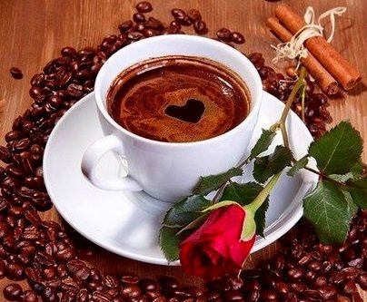 утрений кофе - цветы, чашки, натюрморт - оригинал