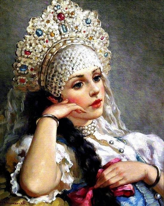 Русская красавица 1 - девушка, кокошник - оригинал