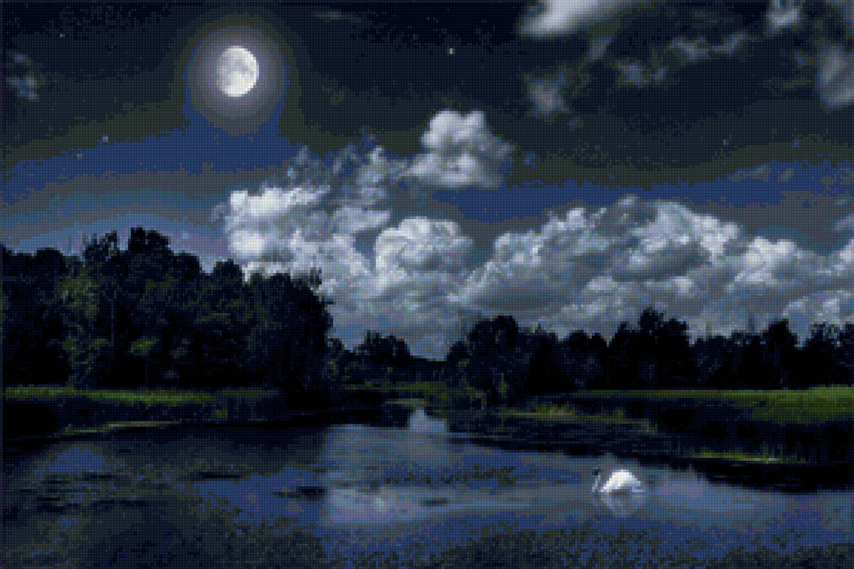 лебедь и луна - луна, лебедь - предпросмотр