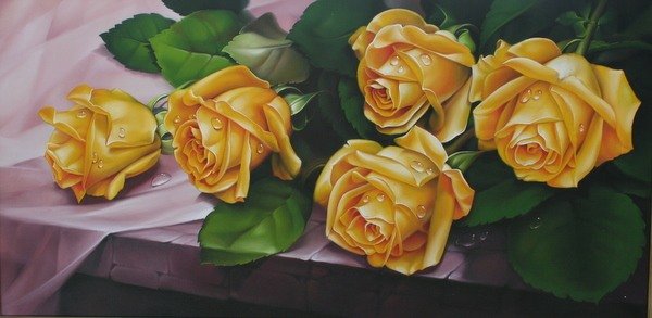 желтые розы - акварель, цветы - оригинал