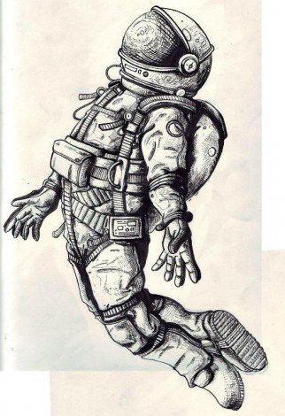 Космонавт - рисунок, космонавт, зарисовка - оригинал