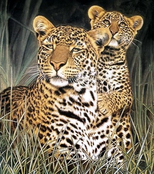 Рядом с мамой - леопард, хищник, животные - оригинал