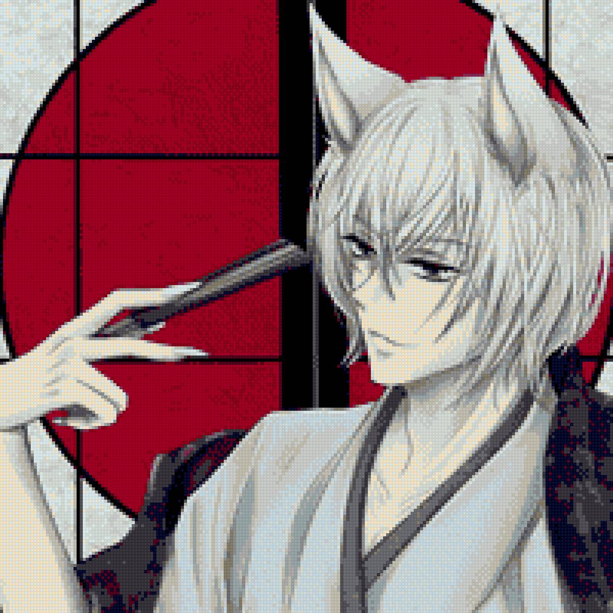 Лис Томоэ - веер, томоэ, лис, япония, красавчик - предпросмотр