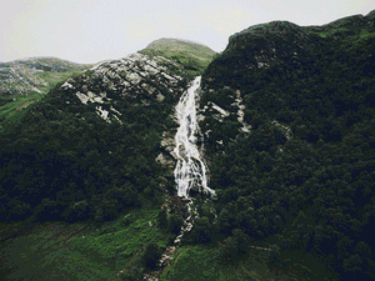 Водопад - водопад, лес, горы - предпросмотр