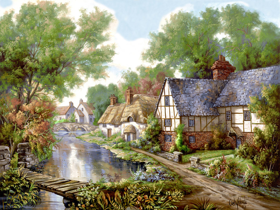 dedina,rieka,most - оригинал