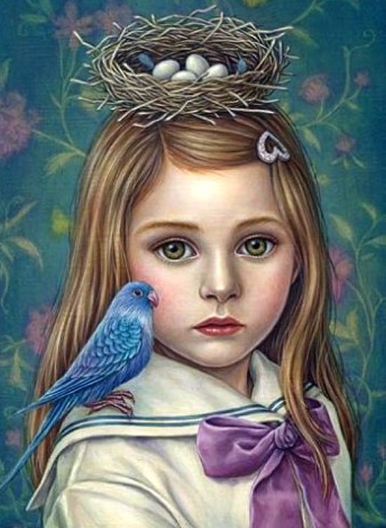 Девочка с птичкой - дети - оригинал