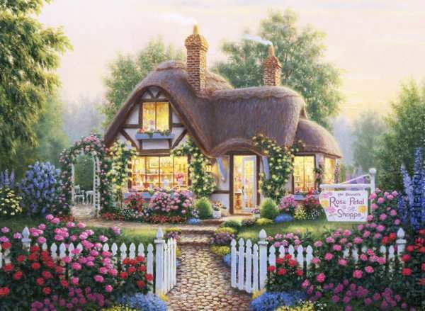 Милый дом с аркой - мидый дом с аркой из цветов с открытой дверью жилой красивый - оригинал