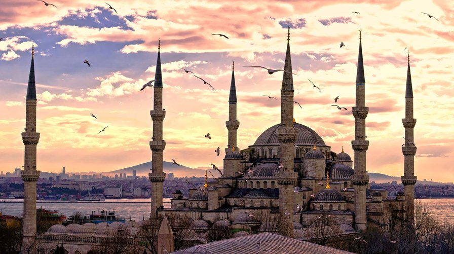султанахмет.в закате - стамбул, закат, турция, султанахмет, мечеть - оригинал