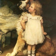 Оригинал схемы вышивки «девочка с собакой» (№1330896)