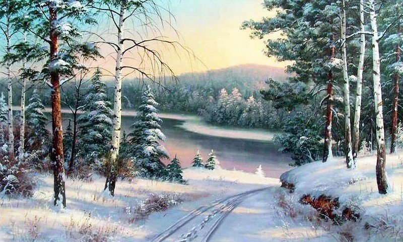 зима - зима, пейзаж, деревня лес, природа - оригинал