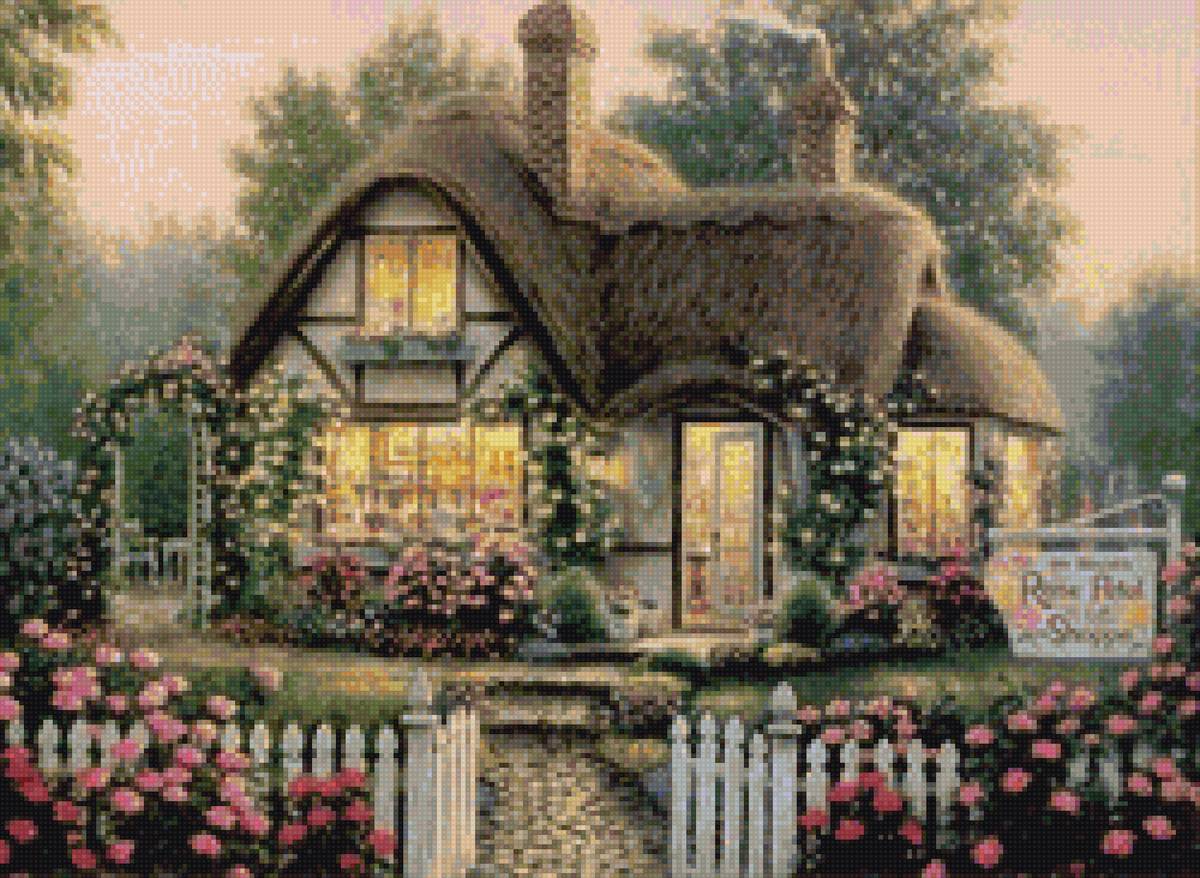 Дом с аркой - дом с открытой дверью аркой в цветах милый - предпросмотр