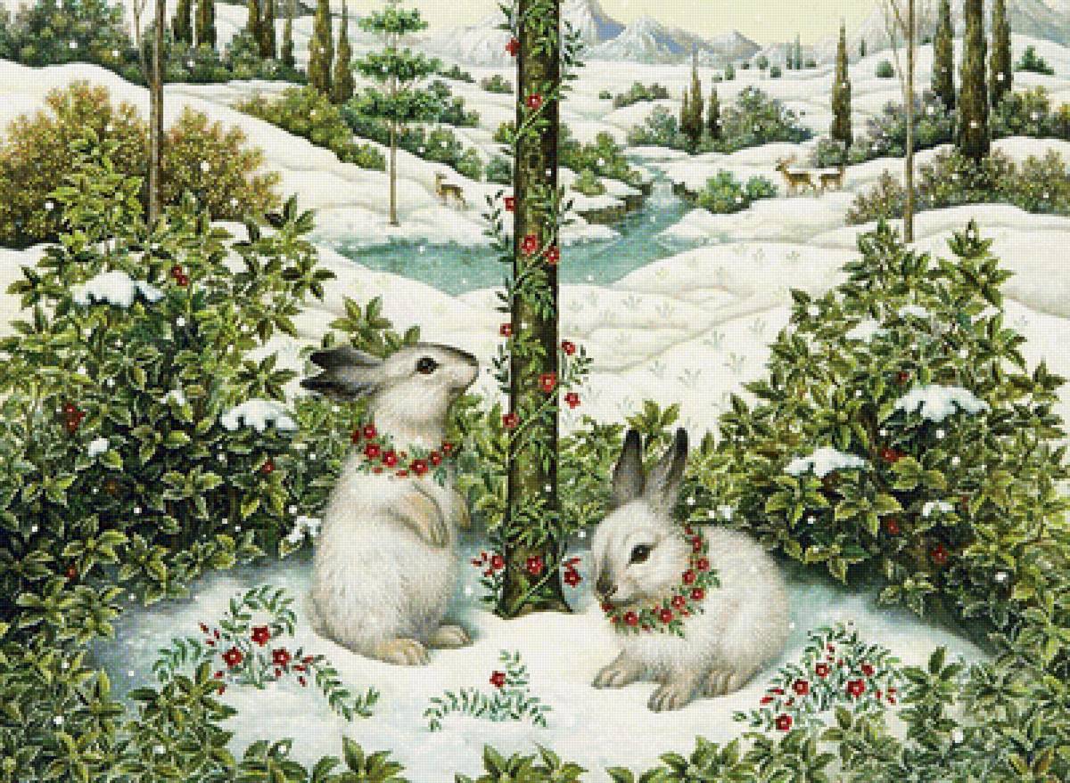 №1331384 - новый год, зима, снег, кролики - предпросмотр