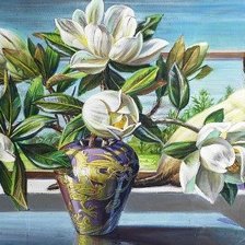 Оригинал схемы вышивки «biele kvety,mačka,okno» (№1331402)