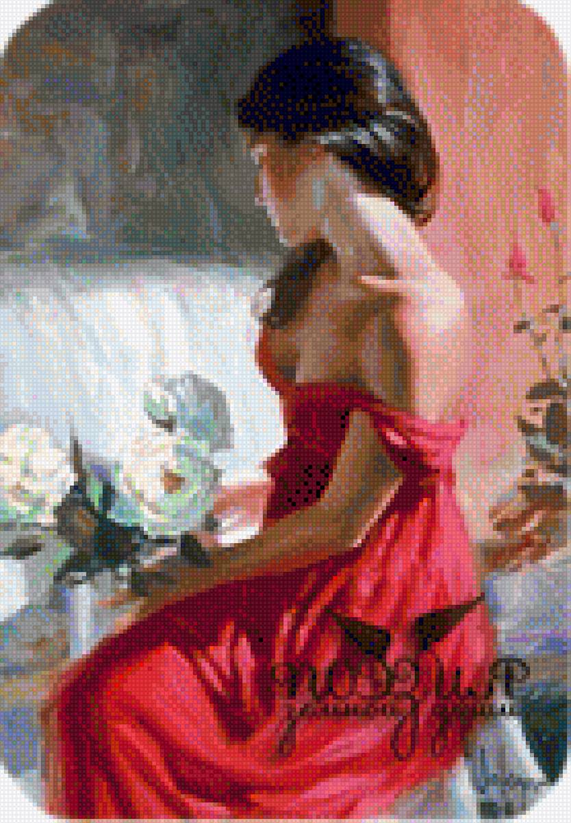 девушка в красном - предпросмотр