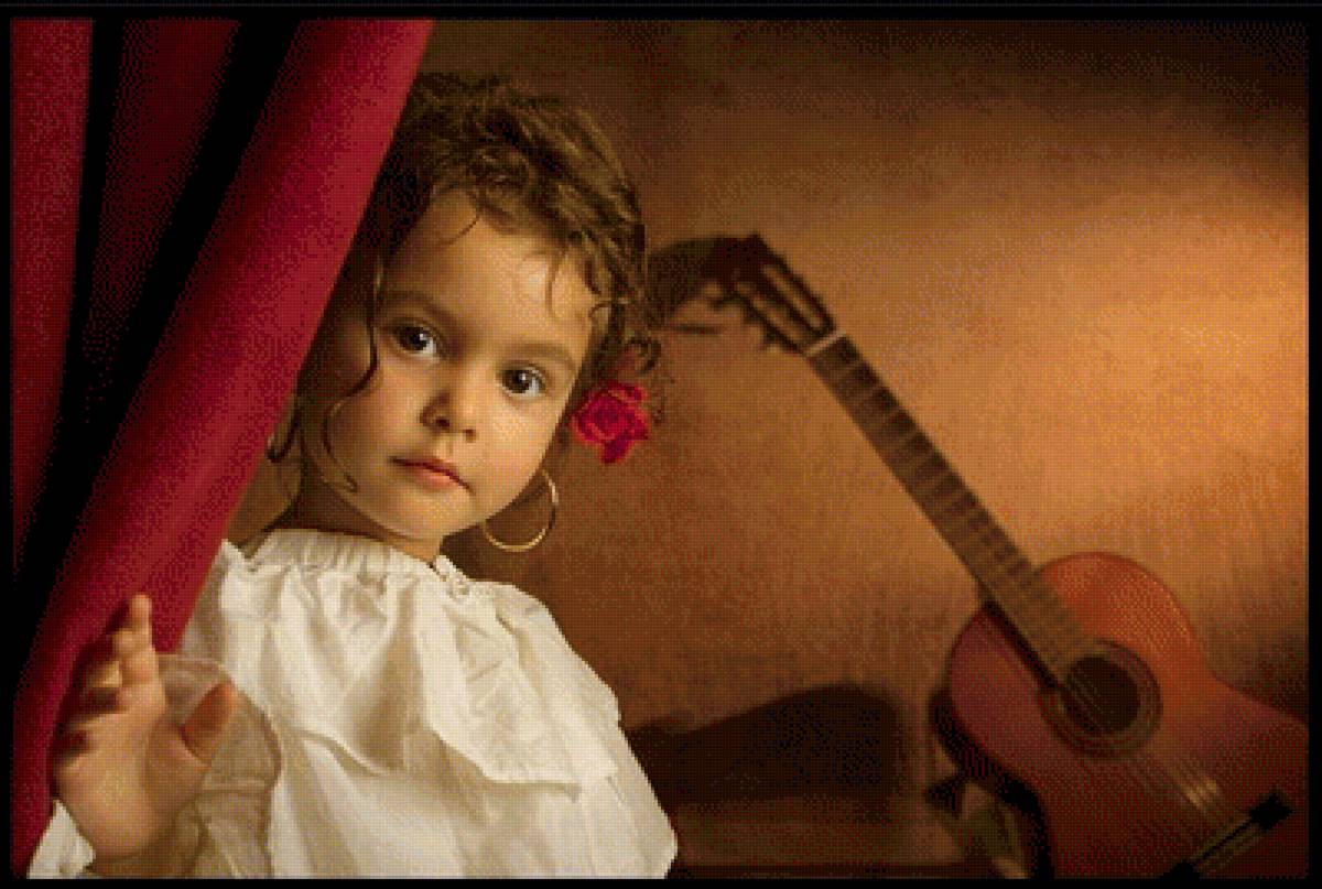 Испанка - гитара, роза, дети - предпросмотр