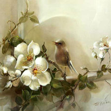 Оригинал схемы вышивки «цветы и птица» (№1332198)