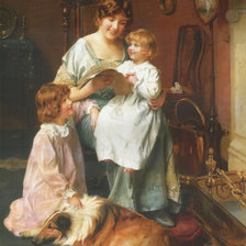 Оригинал схемы вышивки «дама с детьми» (№1333696)