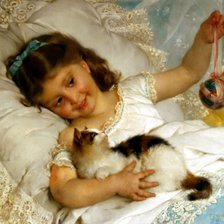 Схема вышивки «девочка с котенком»