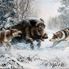 Схема вышивки «Охота на кабана»