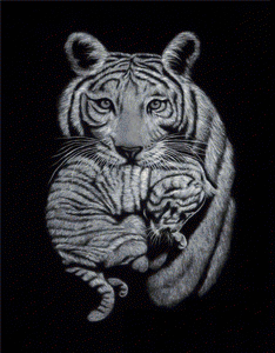 тигрица с тигренком - дикие животные - предпросмотр