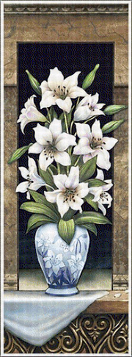 белые цветы - белые цветы, букет, ниша, лилия, лилии - предпросмотр