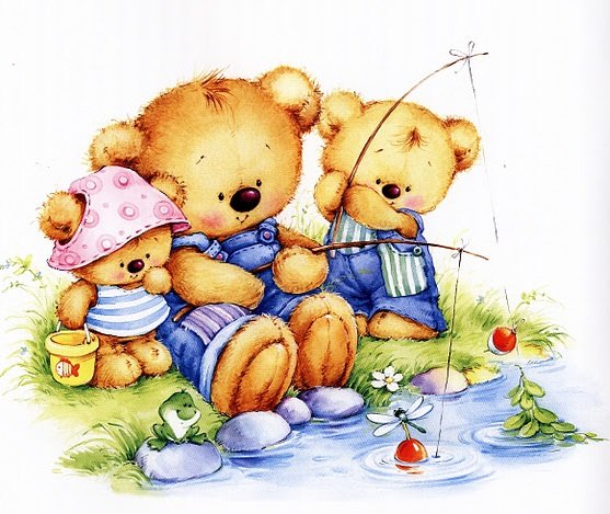 мишки на рыбалке - оригинал