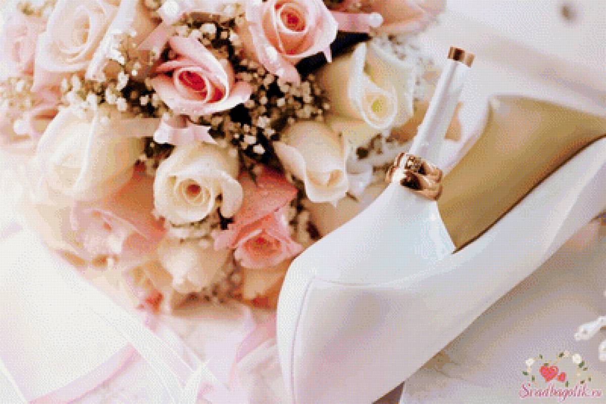 Свадебная) - цветы, каблук, свадьба, кольца - предпросмотр