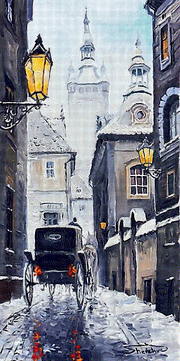 Худ. Юрий Шевчук. Старая Прага. - город, карета, прага, живопись. - предпросмотр