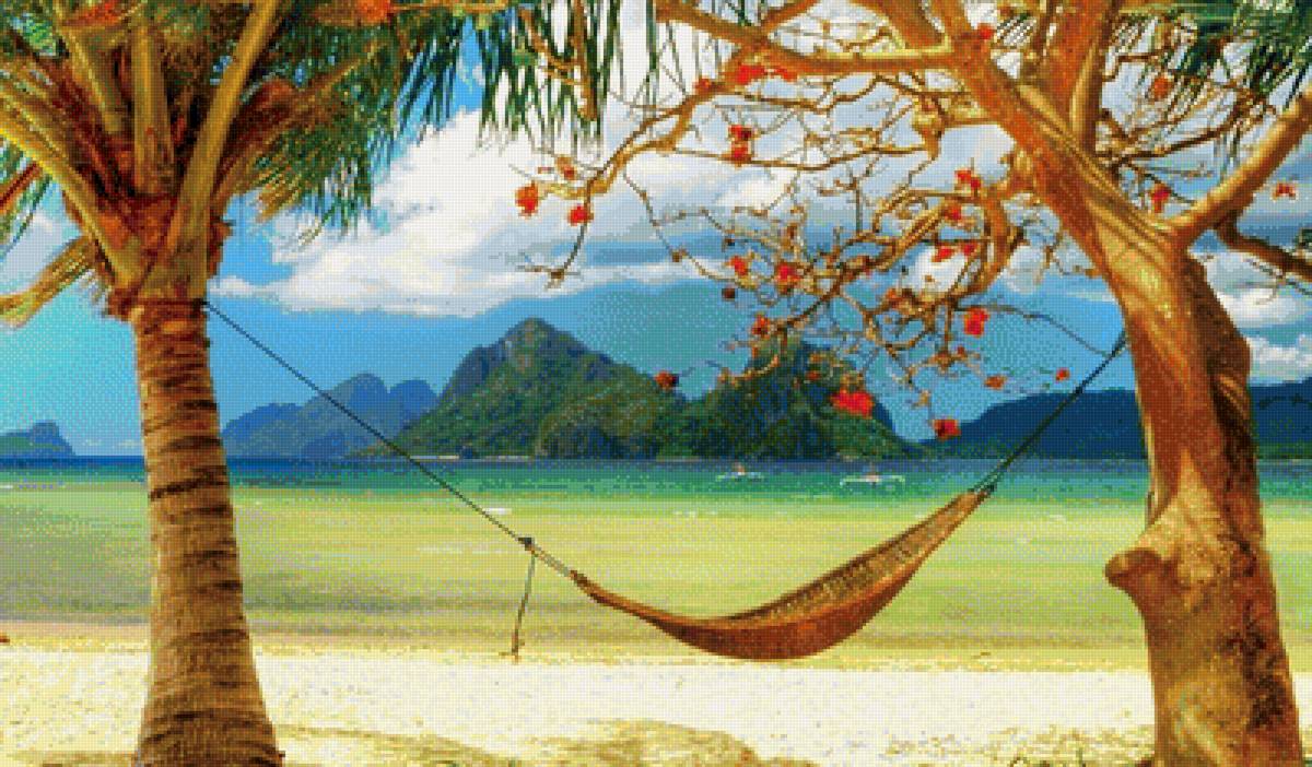 Райский остров - отдых, гамак, пальмы, море, остров, океан - предпросмотр