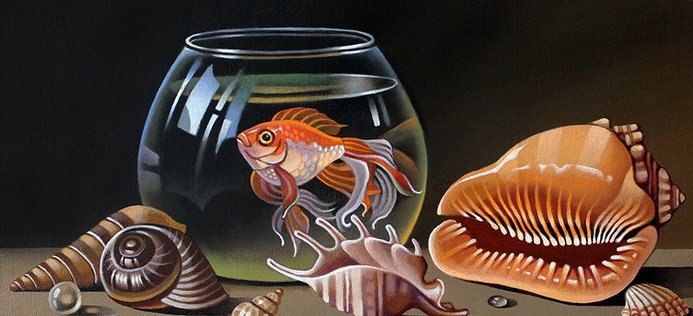 Ракушки и рыбка - аквариум, море, рыбы, ракушки - оригинал