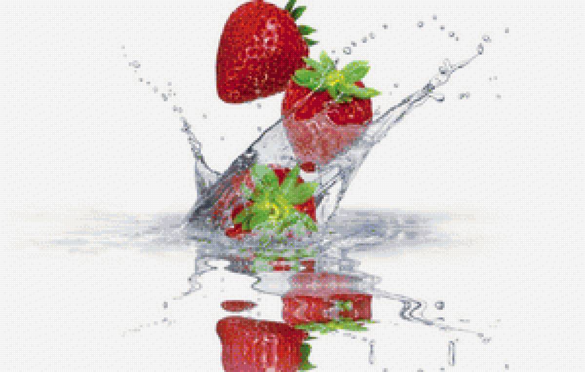 Клубника в брызгах - брызги, вода, клубника, ягода - предпросмотр