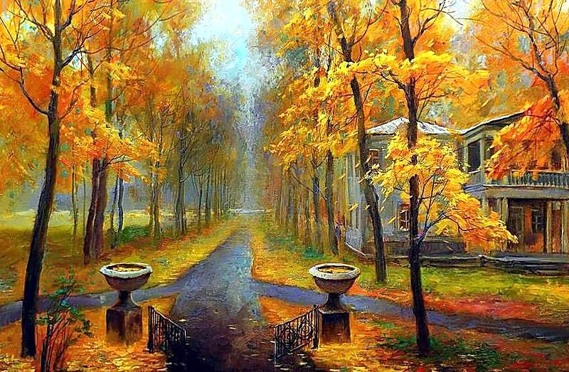 Худ. Олег Щербаков. Усадьба. - усадьба. осень, пейзаж, живопись. - оригинал